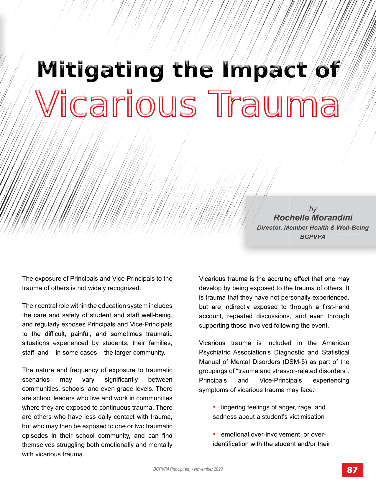 Mitigating the Impact of Vicarious Trauma - November 2023