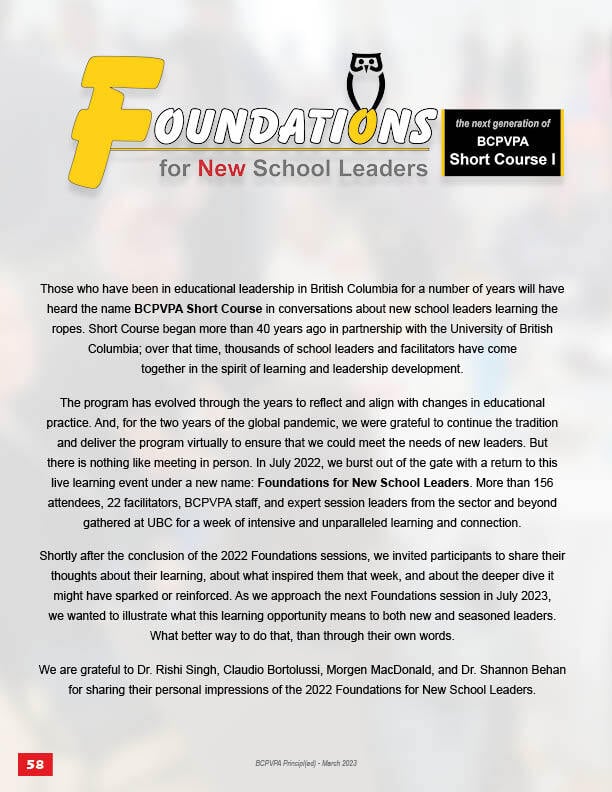 Foundations Reflections - March 2023