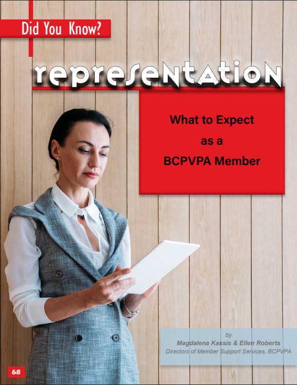 Representation: What to Expect as a BCPVPA Member - June 2021