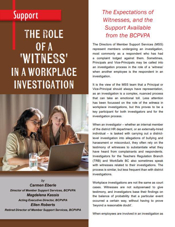 The Role of A ‘Witness’ in a Workplace Investigation - May 2024