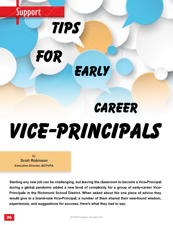 Tips for Early Career Vice-Principals - November 2023 