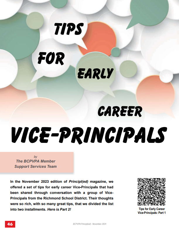 Tips for Early Career Vice-Principals - November 2024